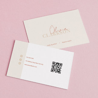 Chic Terracotta Sand Minimalist Qr Code Business Card