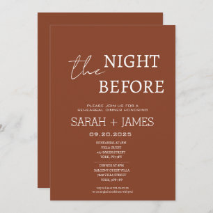 Chic Terracotta the Night Before Rehearsal Dinner  Invitation