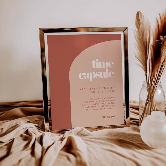 Chic Terracotta Time capsule 1st Birthday sign (Creator Uploaded)