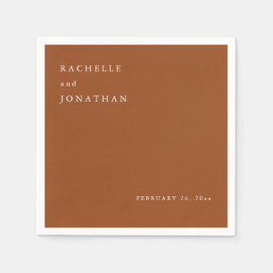 Chic Terracotta White Simple Wedding Napkins