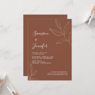 Chic Terracotta with Leaves Boho Virtual Wedding Invitation