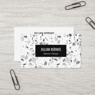 Chic terrazzo elegant Black White CUSTOM Business Card