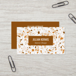 Chic terrazzo elegant Brown Terracotta CUSTOM Business Card