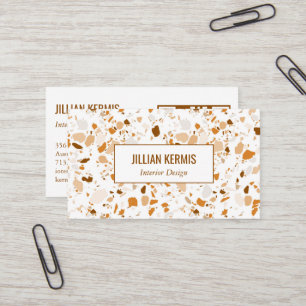 Chic terrazzo elegant Brown Terracotta CUSTOM QR  Business Card