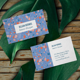 Chic terrazzo elegant pink blue business card