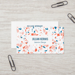 Chic terrazzo elegant pink blue CUSTOM Business Card
