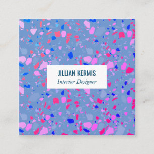 Chic terrazzo elegant purple blue periwinkle square business card
