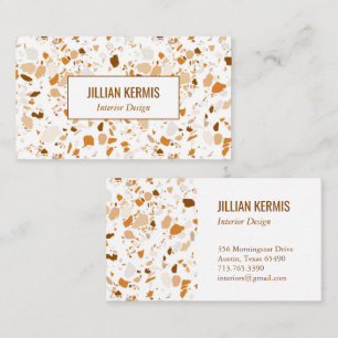 Chic terrazzo elegant Terracotta Brown Custom Business Card