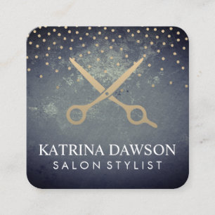 Chic Texture and Polka Dots Salon Shears Square Business Card