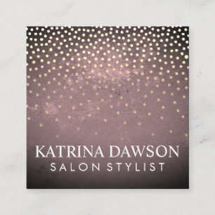 Chic Texture and Polka Dots Square Business Card