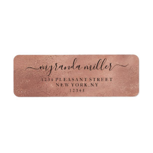 Chic Textured Rose Gold Return Address Label