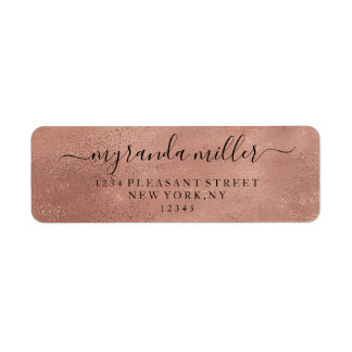 Chic Textured Rose Gold Return Address Label 
