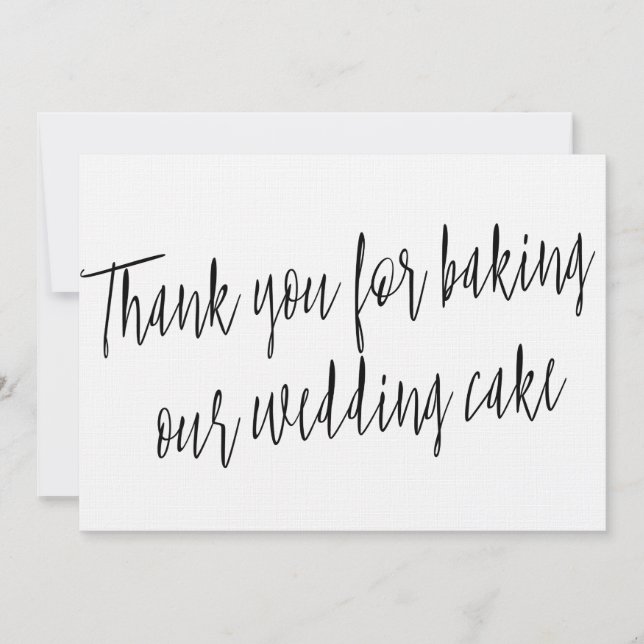 Chic "Thank you for baking our wedding cake" Thank You Card (Front)