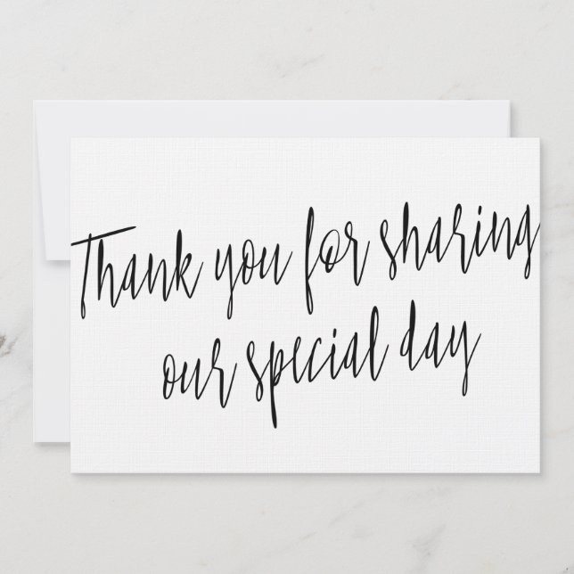 Chic "Thank you for sharing our special day" Thank You Card (Front)