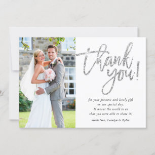 CHIC THANK YOU modern glam silver glitter script