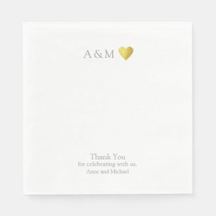 Chic Thank You Wedding Love Heart on White Napkin