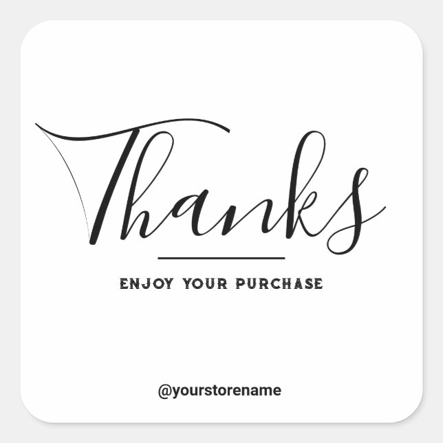 Chic Thanks for Your Purchase Sticker (Front)
