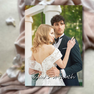 Chic Thanks So Much Wedding Photo Terracotta Back Thank You Card