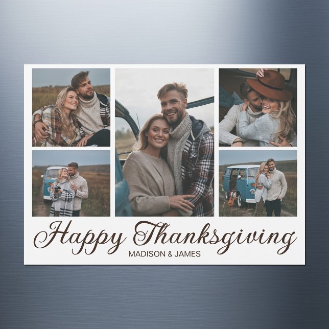 Chic Thanksgiving Fall Photo Collage Magnet Card (Creator Uploaded)