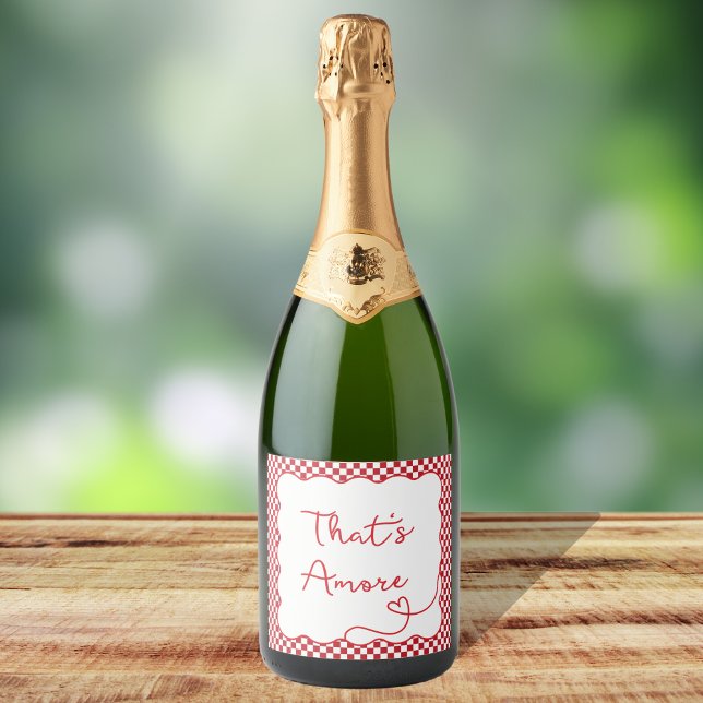 Chic 'That's Amore' Italian-Themed Customisable  Sparkling Wine Label (Creator Uploaded)