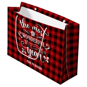 Chic The Most Wonderful Time of the Year Monogram Large Gift Bag