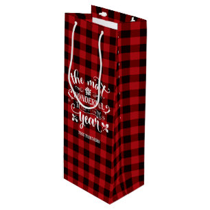 Chic The Most Wonderful Time of the Year Monogram Wine Gift Bag
