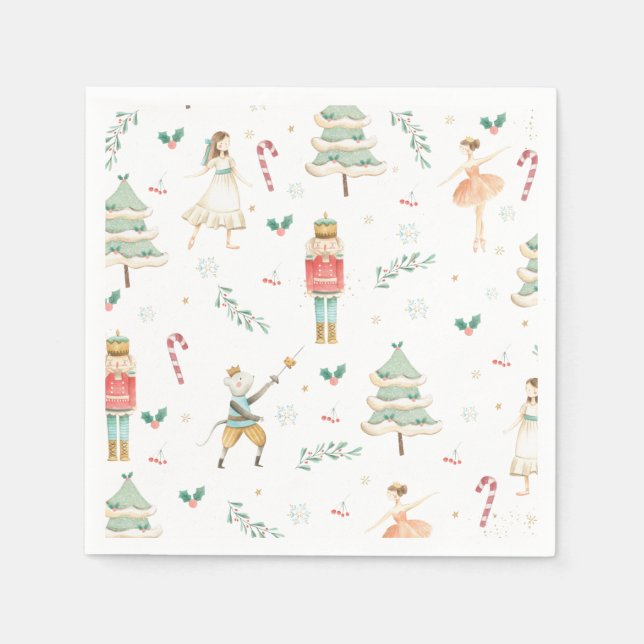 Chic The Nutcracker Ballet Merry Christmas Party Napkin (Front)