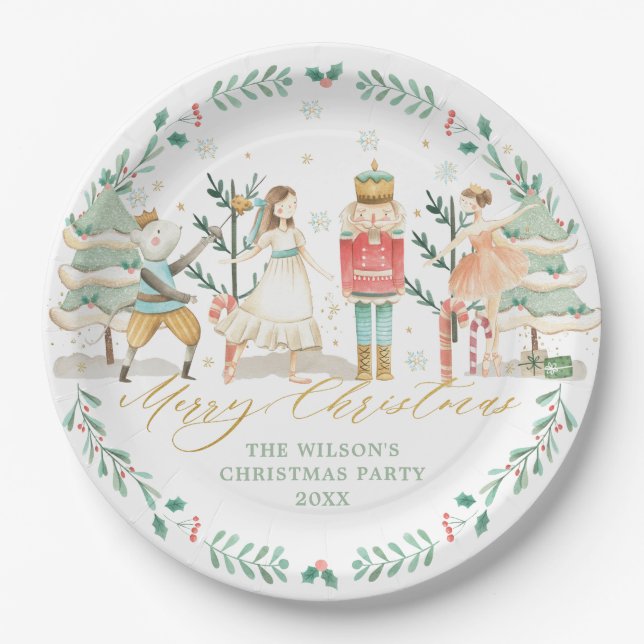 Chic The Nutcracker Ballet Merry Christmas Party  Paper Plate (Front)