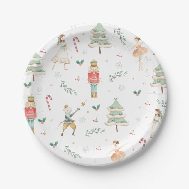 Chic The Nutcracker Ballet Merry Christmas Party Paper Plate (Front)