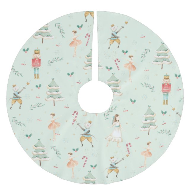 Chic The Nutcracker Christmas Ballet Mint Green Brushed Polyester Tree Skirt (Front)