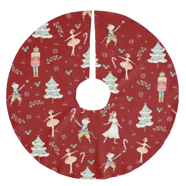 Chic The Nutcracker Christmas Ballet Red Brushed Polyester Tree Skirt (Front)