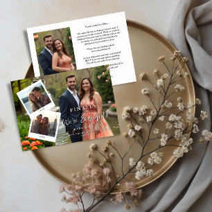 Chic Then & Now Timeline Romantic Couple 4-Photo Save The Date