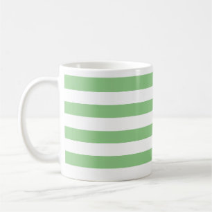 Chic Thick Light Green & White Horizontal Striped Coffee Mug