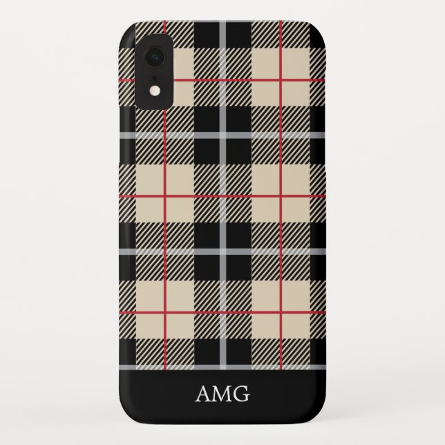 Chic Thompson Camel Tartan Plaid Monogram Case-Mate iPhone Case (Back)