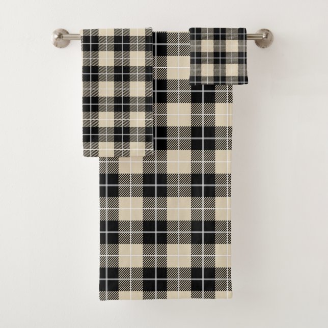 Chic Thompson Camel Tartan Plaid Pattern Bath Towel Set (Insitu)