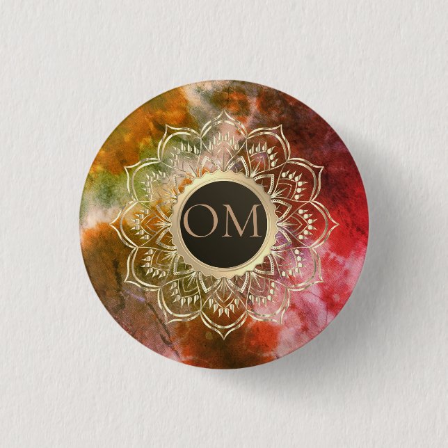 Chic Tie Dye OM Mandala  3 Cm Round Badge (Front)