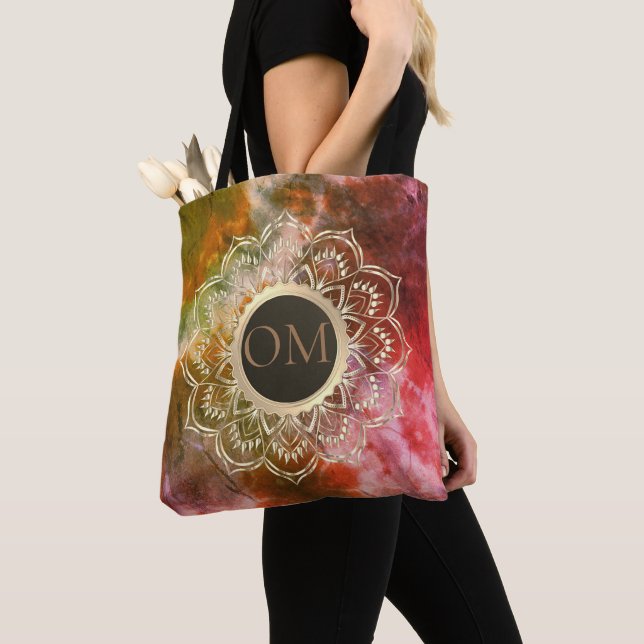 Chic Tie Dye OM Mandala  Tote Bag (Close Up)