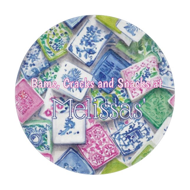 Chic Tiles Bams Cracks Snacks Custom Mahjong Cutting Board (Front)