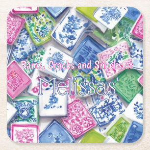 Chic Tiles Bams Cracks Snacks Custom Mahjong Square Paper Coaster
