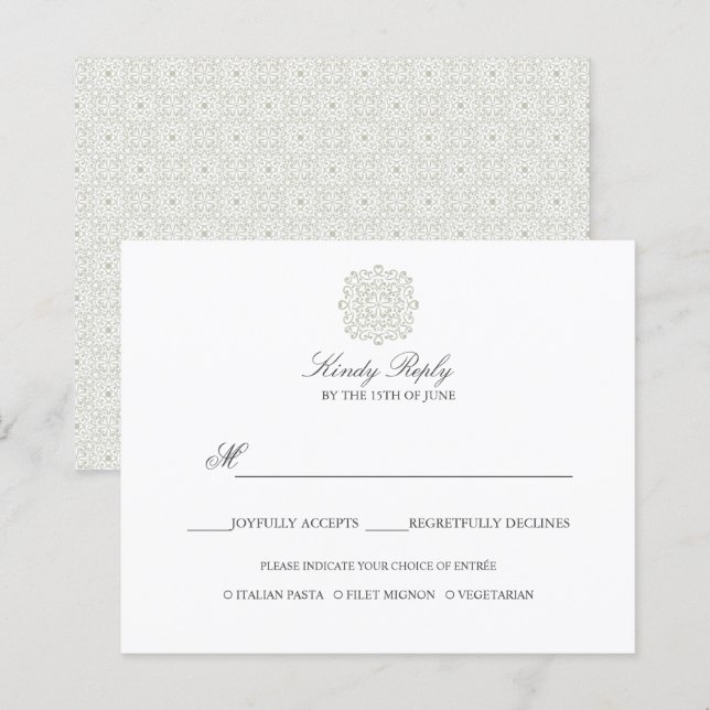 Chic Tiles  elegant WEDDING REPLY menu option (Front/Back)