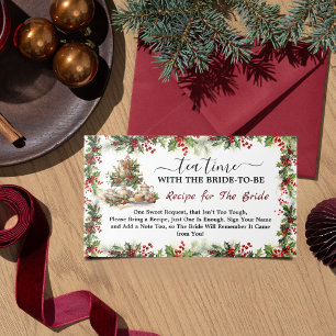 Chic Time for Tea Christmas Bridal Shower Recipe  Enclosure Card