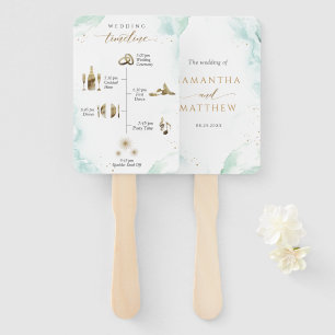 Chic, Timeline and Welcome Watercolor Blue Green Hand Fan