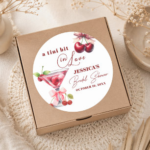 Chic Tini Bit in Love Cherry Martini Bridal Shower Classic Round Sticker