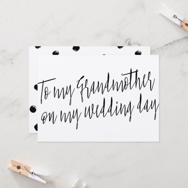 Chic "To my grandmother on my wedding day" Card (Front/Back In Situ)