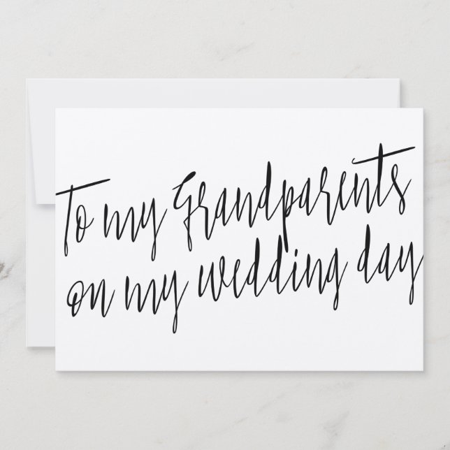 Chic "To my grandparents on my wedding day" Card (Front)