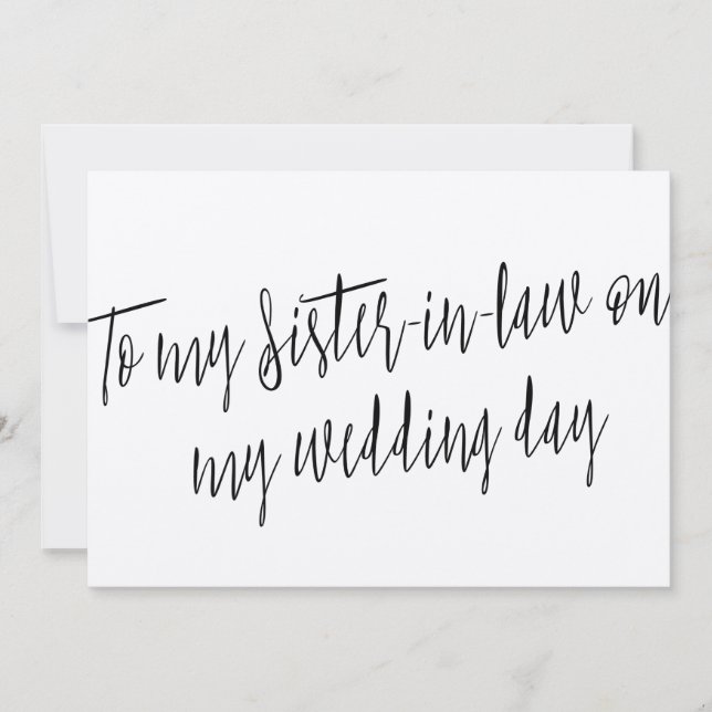 Chic "To my sister-in-law on my wedding day" (Front)