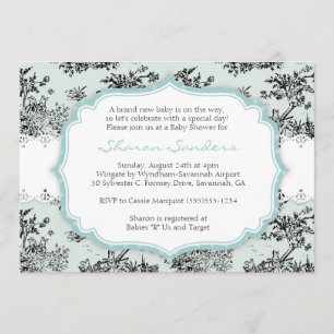 CHIC TOILE Baby Shower Invitation  - Blue