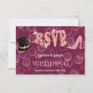 Chic Top Hat & Lady Shoe Bubbly RSVP Wedding