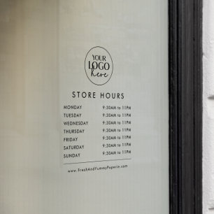 Chic Transparent Business Logo Store Hours Window Cling