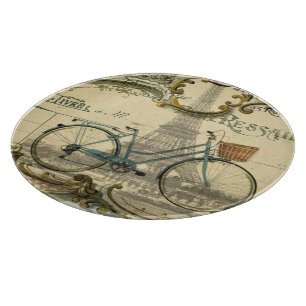 chic traveller vintage bicycles paris eiffel tower cutting board